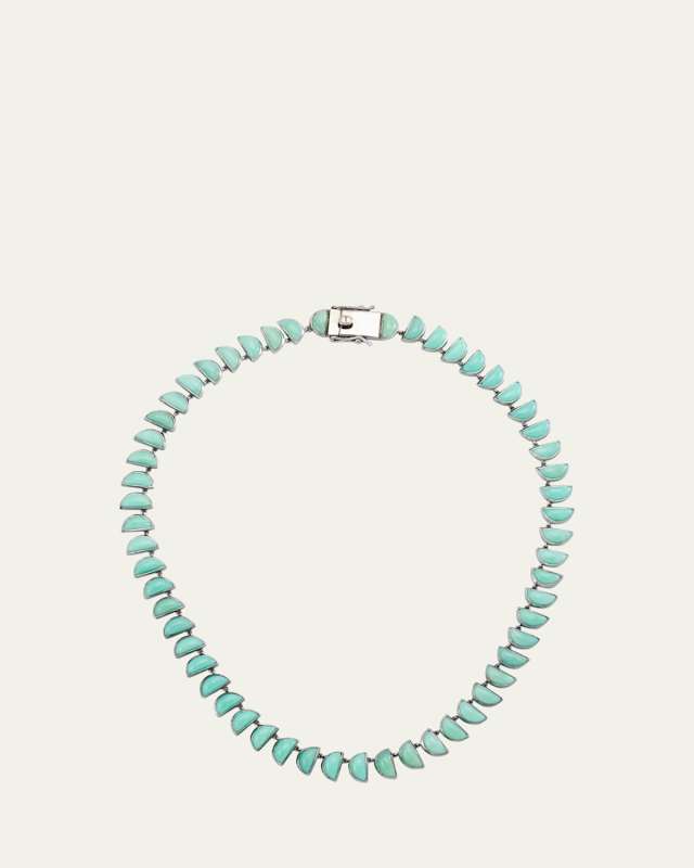 Riviere Worm Necklace with 9mm Half-Moon Chrysoprase